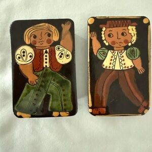 Vintage Folk Art Ceramic Tiles
